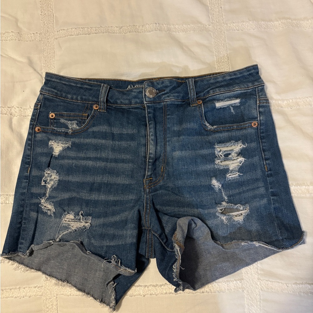 American Eagle Blue Ripped Jean Shorts